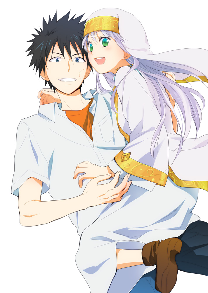 kamijou touma and index (toaru majutsu no index) drawn by f-tani