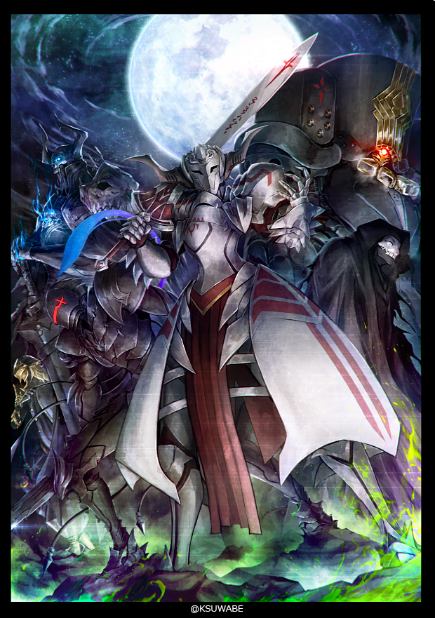 mordred, berserker, king hassan, hassan of the cursed arm, avicebron, and 1 more (fate and 1 more) drawn by k-suwabe