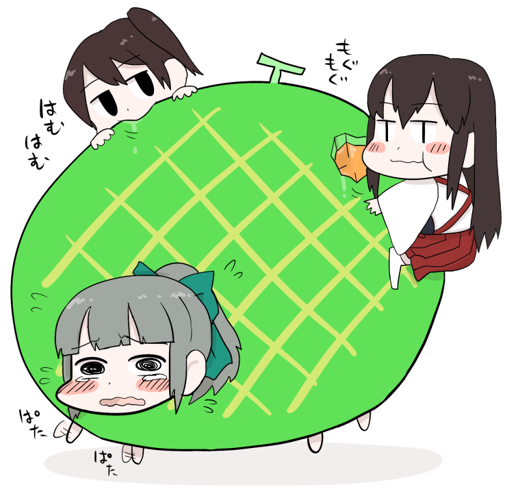 kaga, akagi, and yuubari (kantai collection) drawn by gaiko_kujin