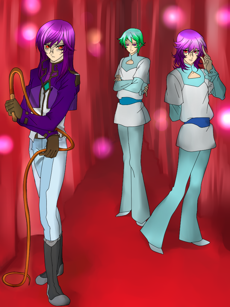 tieria erde, ribbons almark, and regene regetta (gundam and 1 more) drawn by kuronorumi