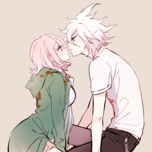 nanami chiaki and komaeda nagito (danganronpa and 1 more) drawn by mery_(yangmalgage)
