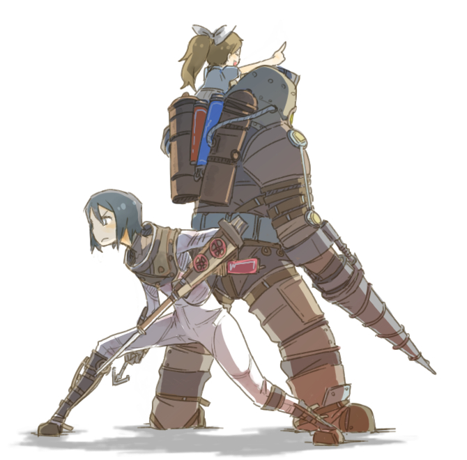 big daddy, little sister, subject delta, and eleanor lamb (bioshock and 1 more) drawn by ziro_(daydozen)