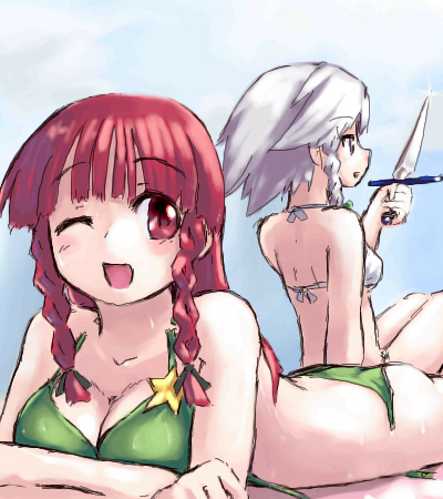 izayoi sakuya and hong meiling (touhou) drawn by homura_subaru