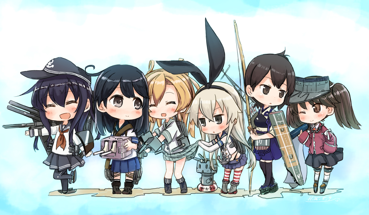 Kaga Shimakaze Akatsuki Ryuujou Ushio And 2 More Kantai Collection Drawn By Abe Kanari Danbooru