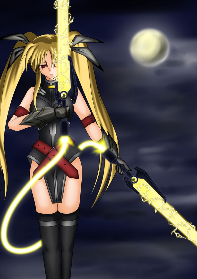 fate testarossa and bardiche (lyrical nanoha and 1 more) drawn by tsukimiya_kyousuke