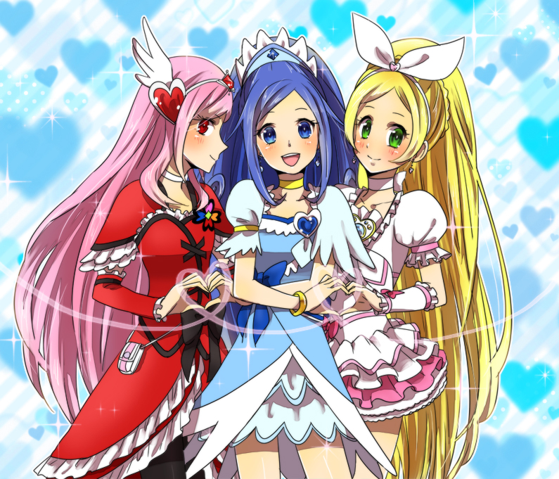 hishikawa rikka, minamino kanade, higashi setsuna, cure rhythm, cure diamond, and 1 more (precure and 3 more) drawn by noah_(livas)