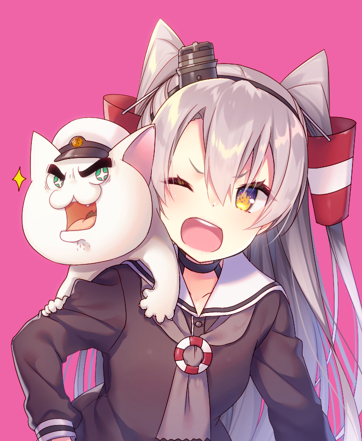 admiral, amatsukaze, and non-human admiral (kantai collection) drawn by tahya
