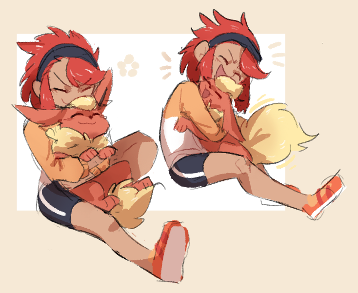 flareon and tina (pokemon and 1 more) drawn by random_minty