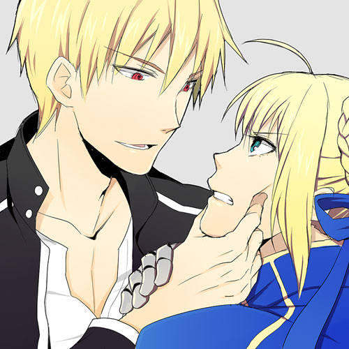 artoria pendragon, saber, and gilgamesh (fate and 1 more) drawn by topon_(dallar)