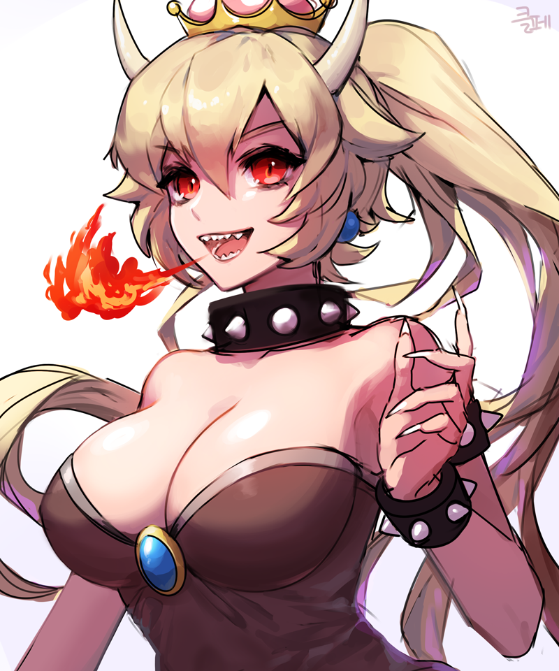 bowsette (mario and 1 more) drawn by hibiwa