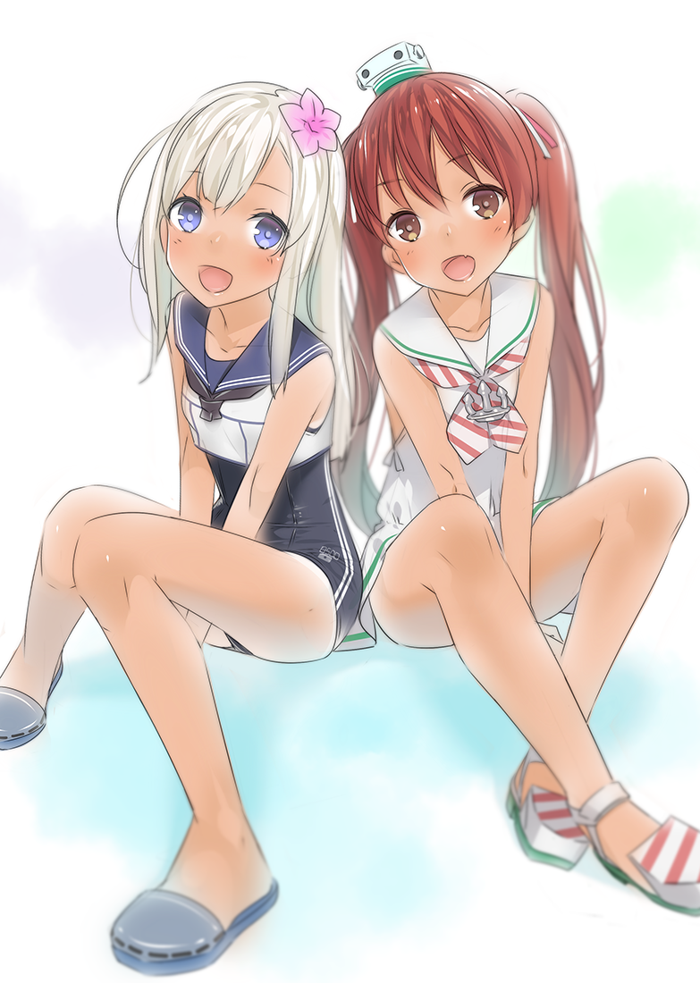 ro-500 and libeccio (kantai collection) drawn by ama_mitsuki