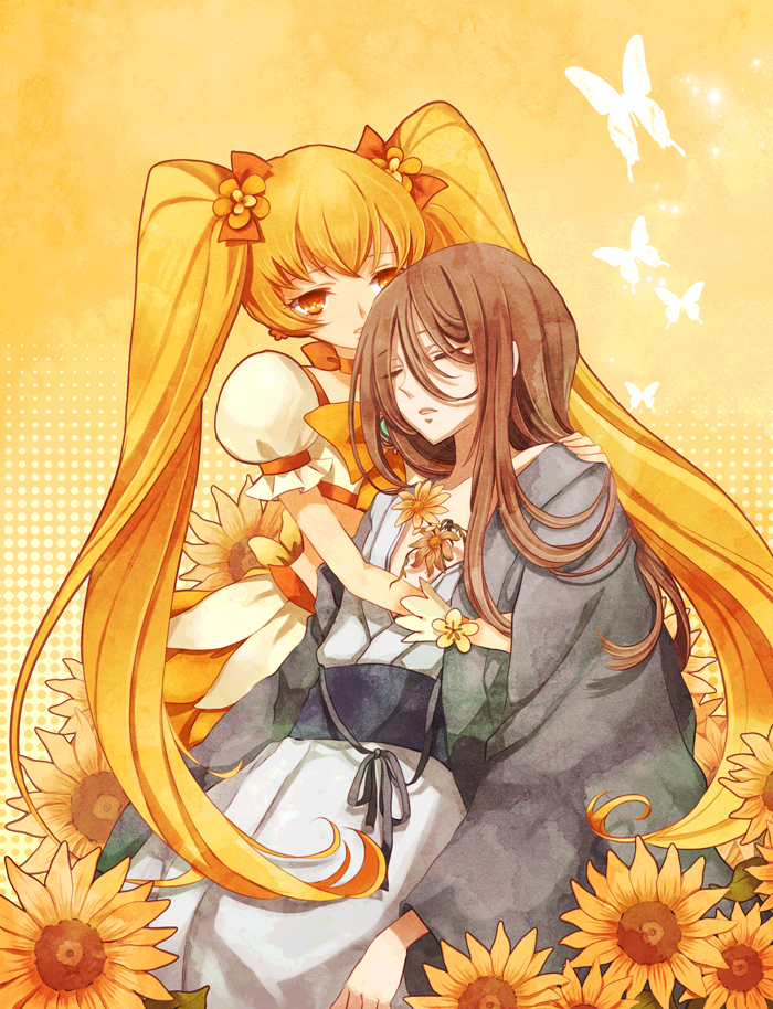 myoudouin itsuki, cure sunshine, and myoudouin satsuki (precure and 1 more) drawn by rinka_(rinka0912)