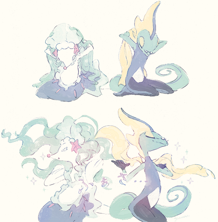 primarina and inteleon (pokemon) drawn by yurano_(upao)