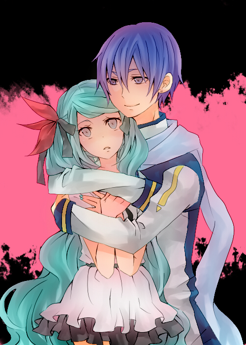 hatsune miku and kaito (vocaloid and 1 more) drawn by shi@