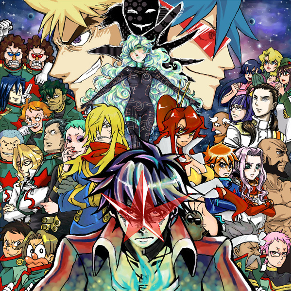 yoko littner, nia teppelin, simon, kamina, boota, and 25 more (tengen toppa gurren lagann) drawn by nosuke_(umiboshi)
