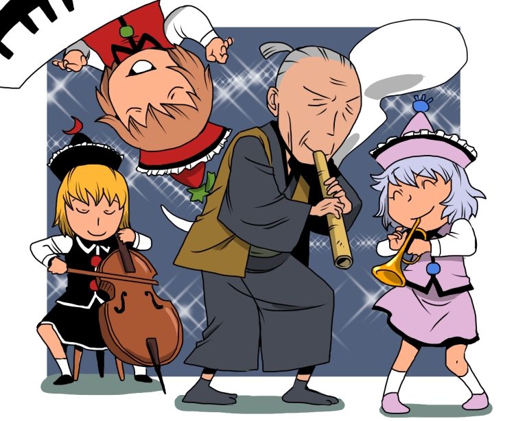 lunasa prismriver, merlin prismriver, lyrica prismriver, and konpaku youki (touhou) drawn by onikobe_rin