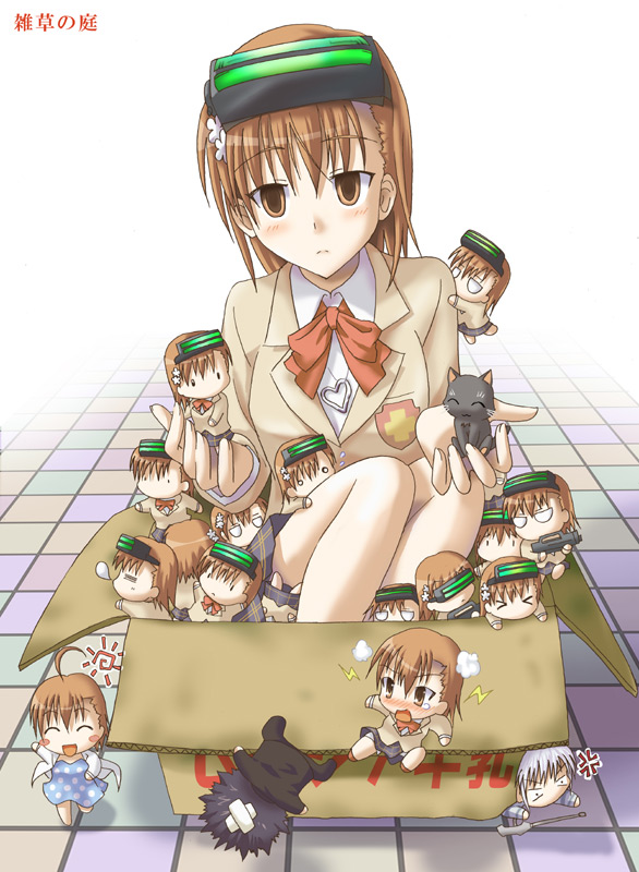 misaka mikoto, kamijou touma, accelerator, last order, misaka imouto, and 2 more (toaru majutsu no index) drawn by kotaken