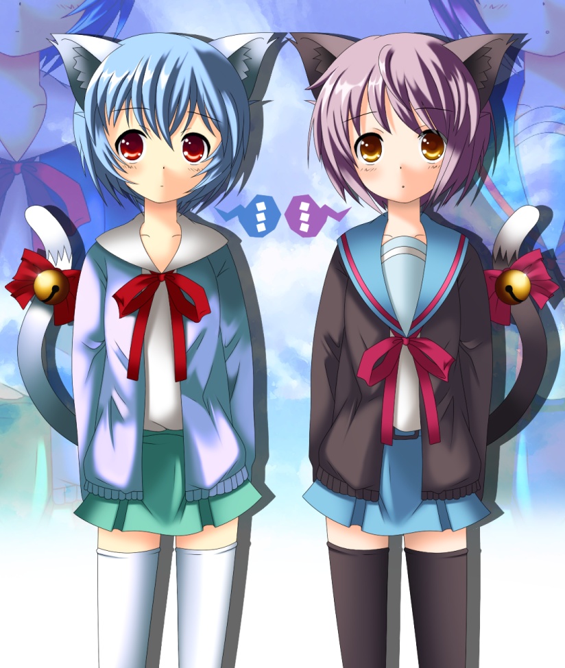 ayanami rei and nagato yuki (neon genesis evangelion and 1 more) drawn by rindou_(awoshakushi)