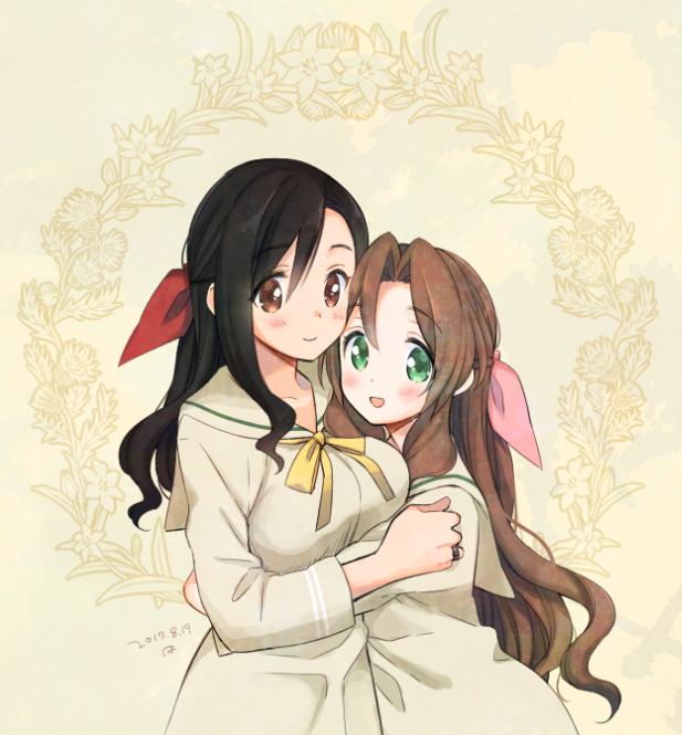 tifa lockhart and aerith gainsborough (final fantasy and 1 more) drawn by krudears