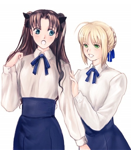 artoria pendragon, saber, and tohsaka rin (fate and 1 more)