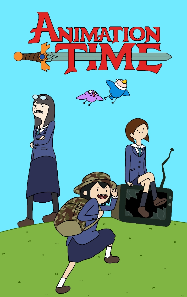 kanamori sayaka, asakusa midori, mizusaki tsubame, finn the human, and jake the dog (adventure time and 1 more) drawn by tsuginohi2