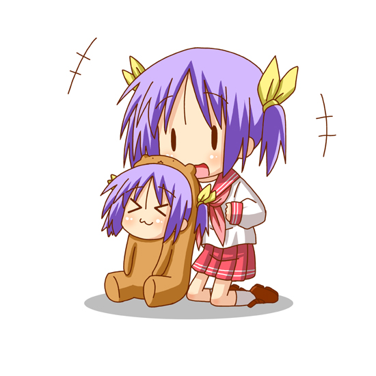 hiiragi tsukasa, capybara-san, and bear tsukasa (lucky star) drawn by minami_(colorful_palette)