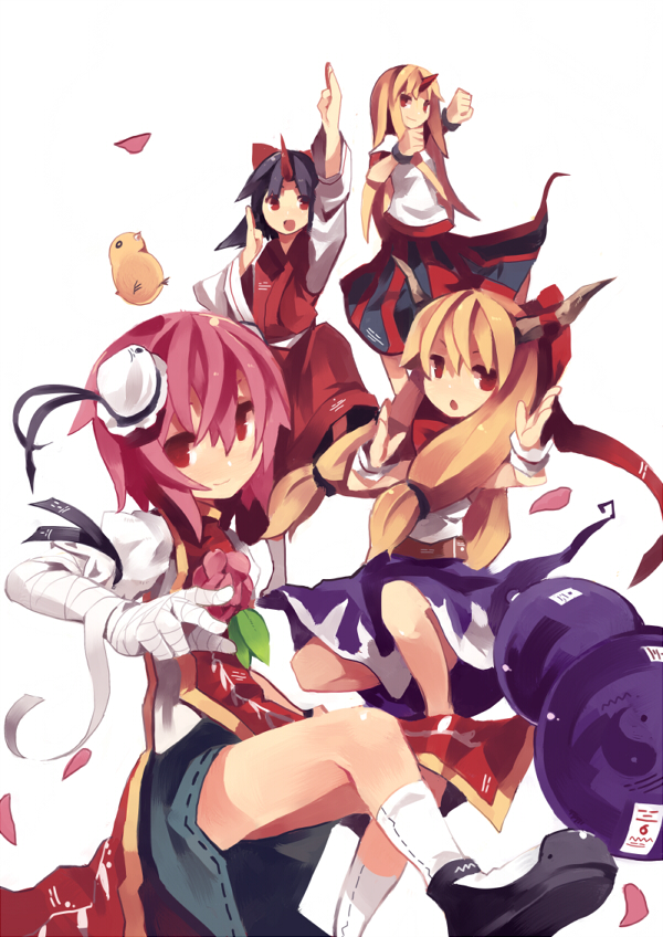 ibuki suika, hoshiguma yuugi, ibaraki kasen, and konngara (touhou) drawn by fuukadia_(narcolepsy)