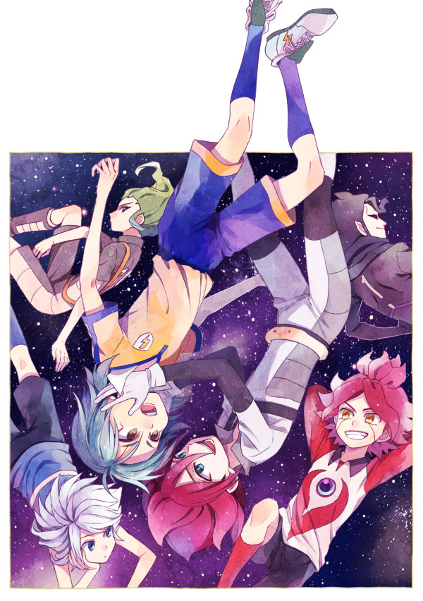 kariya masaki, kiyama hiroto, nagumo haruya, suzuno fuusuke, midorikawa ryuuji, and 1 more (inazuma eleven go and 1 more) drawn by riho