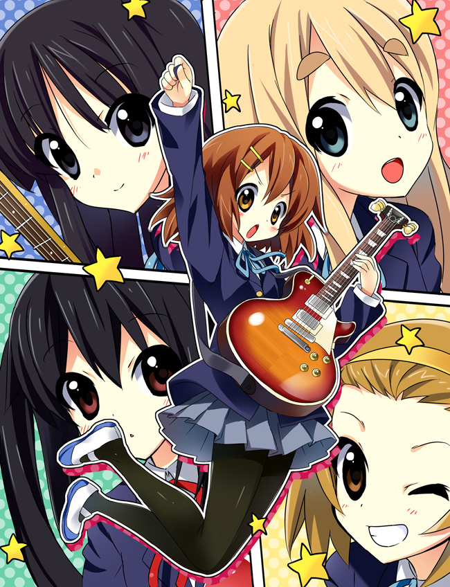 akiyama mio, nakano azusa, hirasawa yui, tainaka ritsu, and kotobuki tsumugi (k-on!) drawn by paco