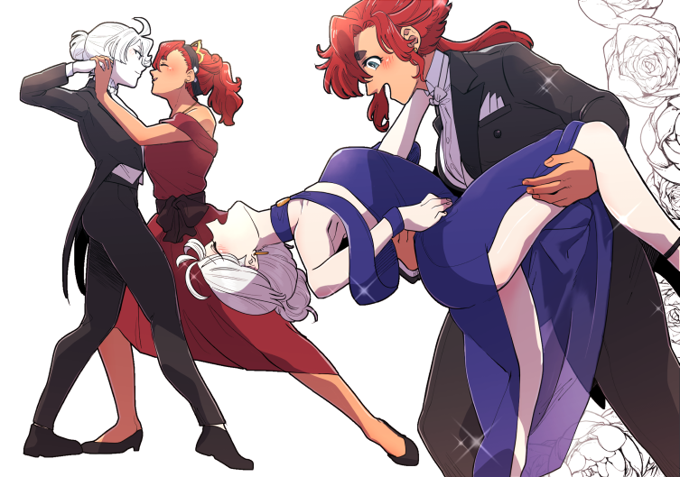 suletta mercury and miorine rembran (gundam and 1 more) drawn by akutsu_(demodori)
