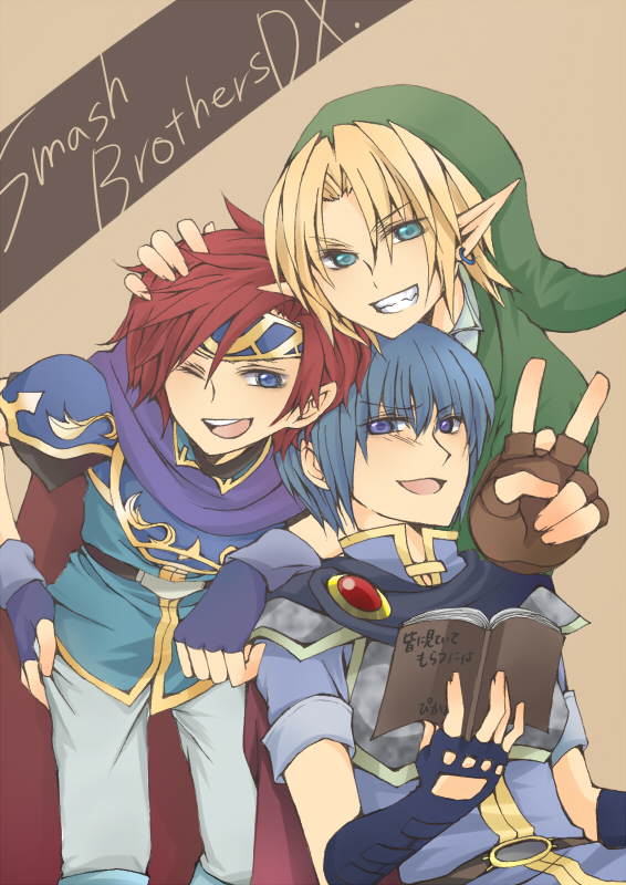 link, marth, and roy (fire emblem and 5 more) drawn by arumu