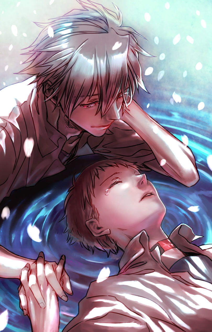 ikari shinji and nagisa kaworu (neon genesis evangelion and 2 more) drawn by hallch