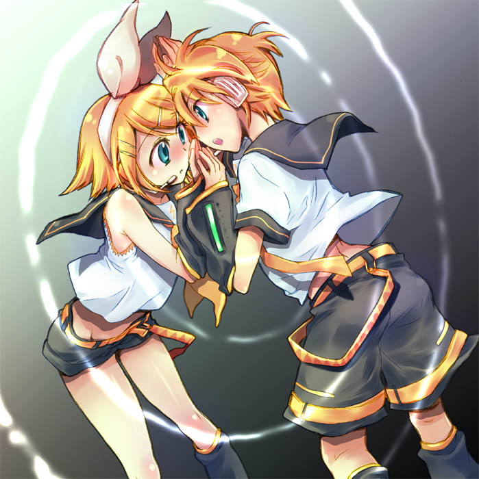 kagamine rin and kagamine len (vocaloid) drawn by james_hotate
