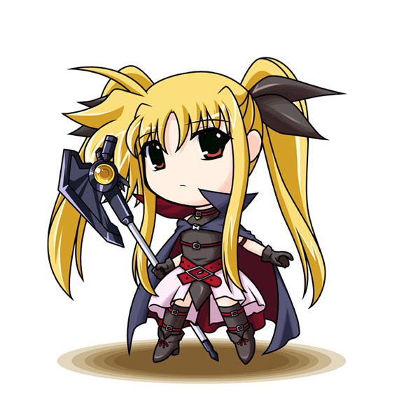 fate testarossa and bardiche (lyrical nanoha and 1 more) drawn by anonymous_(japanese)