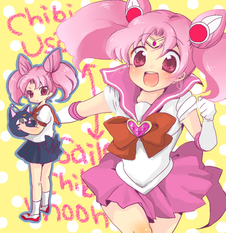 chibi usa and sailor chibi moon (bishoujo senshi sailor moon and 1 more) drawn by konako