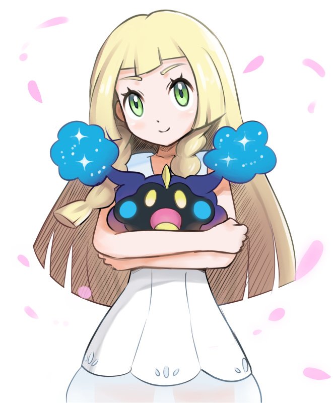 lillie and cosmog (pokemon and 1 more) drawn by gonzarez