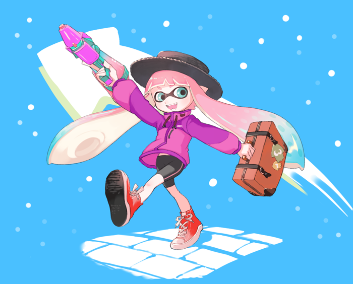 inkling player character and inkling girl (splatoon and 1 more) drawn by nichaku