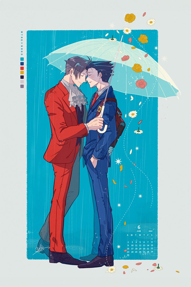 phoenix wright and miles edgeworth (ace attorney) drawn by 3llo_3