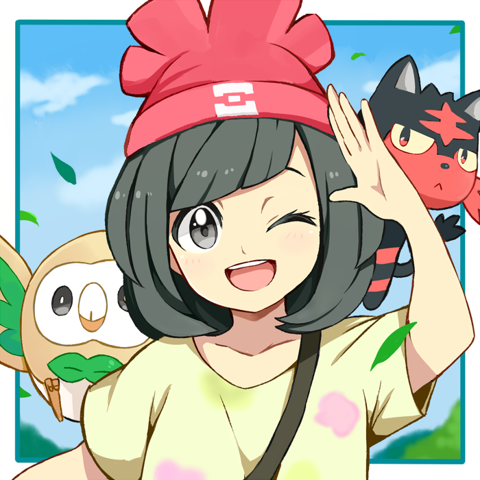 selene, rowlet, and litten (pokemon and 1 more) drawn by cu-sith