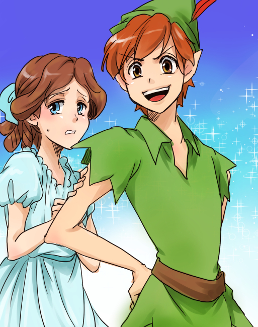 peter pan and wendy darling (walt disney's peter pan) drawn by doumucchi