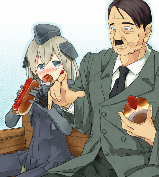 u-511 and adolf hitler (kantai collection and 1 more) drawn by mutsuki_nekohachi