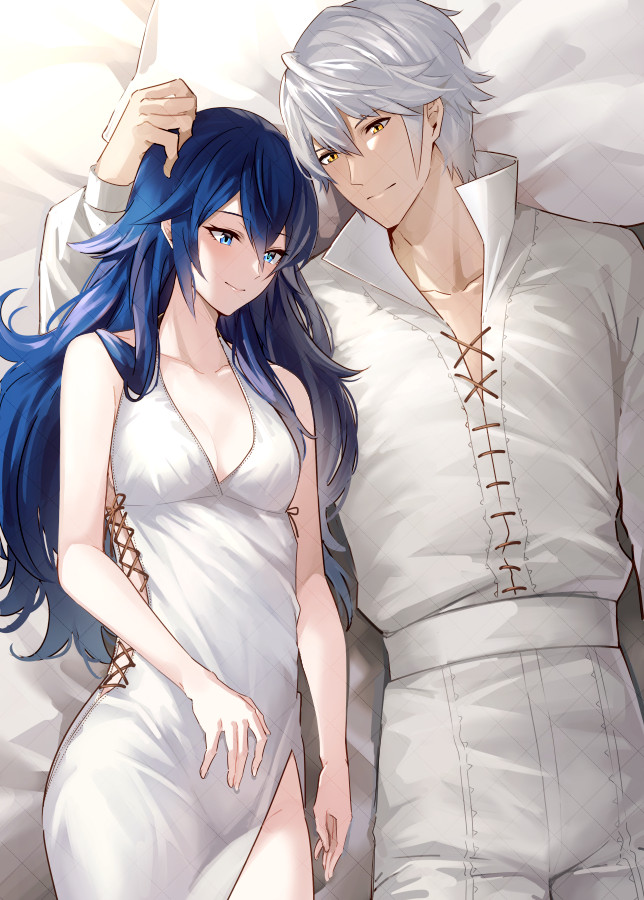 lucina and male robin (fire emblem and 2 more) drawn by ameno_(a_meno0)
