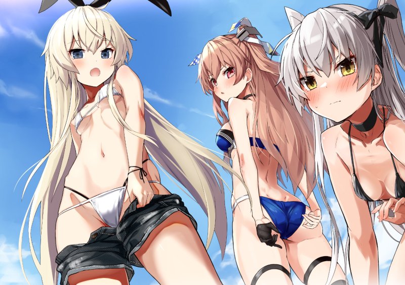 shimakaze, amatsukaze, johnston, and johnston kai (kantai collection) drawn by takanashi_kei_(hitsujikan)