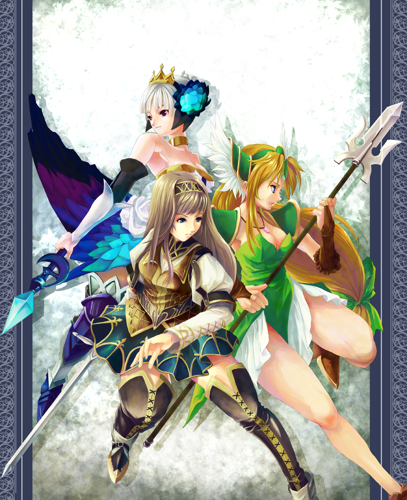 riesz, gwendolyn, alicia, and valkyrie (seiken densetsu and 4 more) drawn by palch_(hugo)