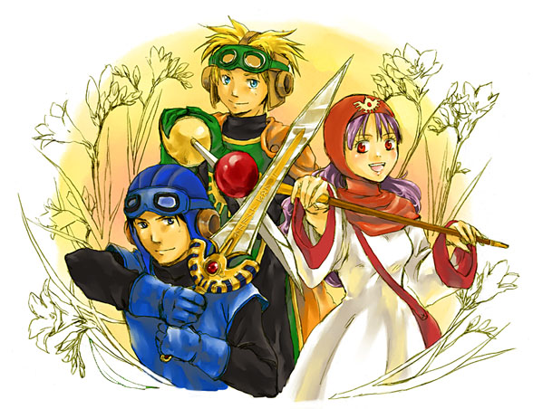 princess of moonbrook, prince of lorasia, and prince of samantoria (dragon quest and 1 more) drawn by arao_(rosa)