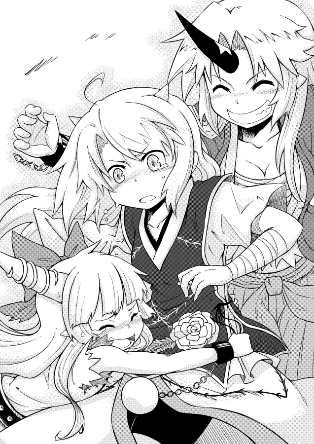 ibuki suika, hoshiguma yuugi, and ibaraki kasen (touhou) drawn by viva!!