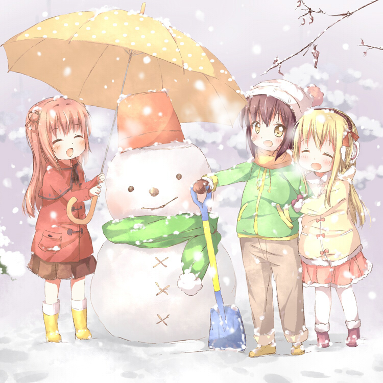 toshinou kyouko, akaza akari, and funami yui (yuruyuri) drawn by kuma_(happylocation)