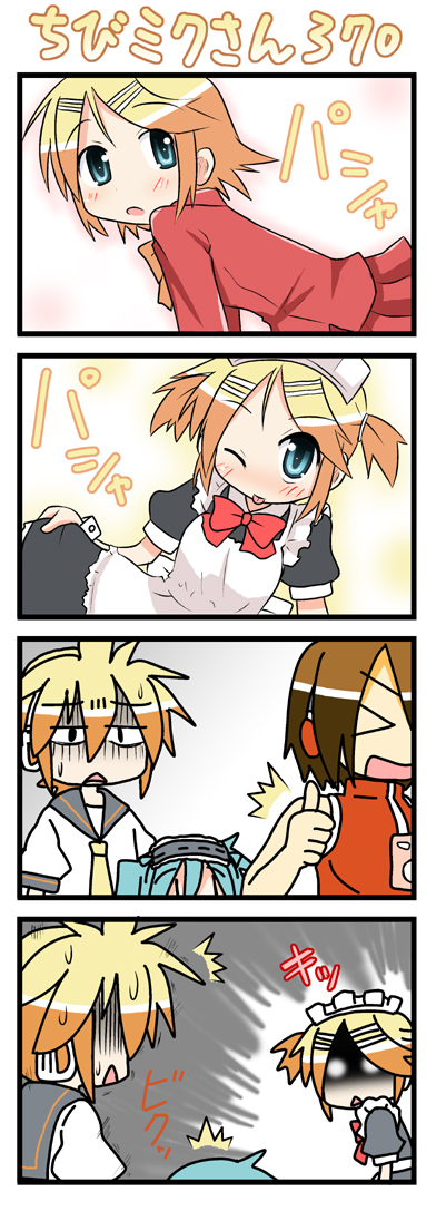 hatsune miku, kagamine rin, kagamine len, meiko, and chibi miku (vocaloid) drawn by minami_(colorful_palette)