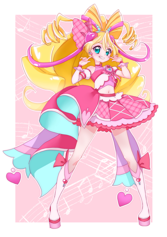 sakura uta and cure idol (precure and 1 more) drawn by cacao_(99chocolove99)