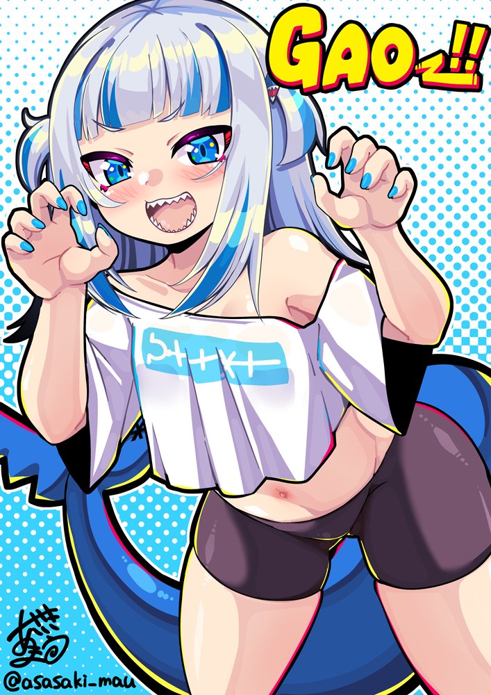 gawr gura (hololive and 1 more) drawn by asasaki_mau